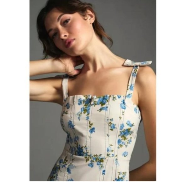 Brand New By Anthropologie Floral Print Shoulder-Tie Dress - Picture 3 of 14